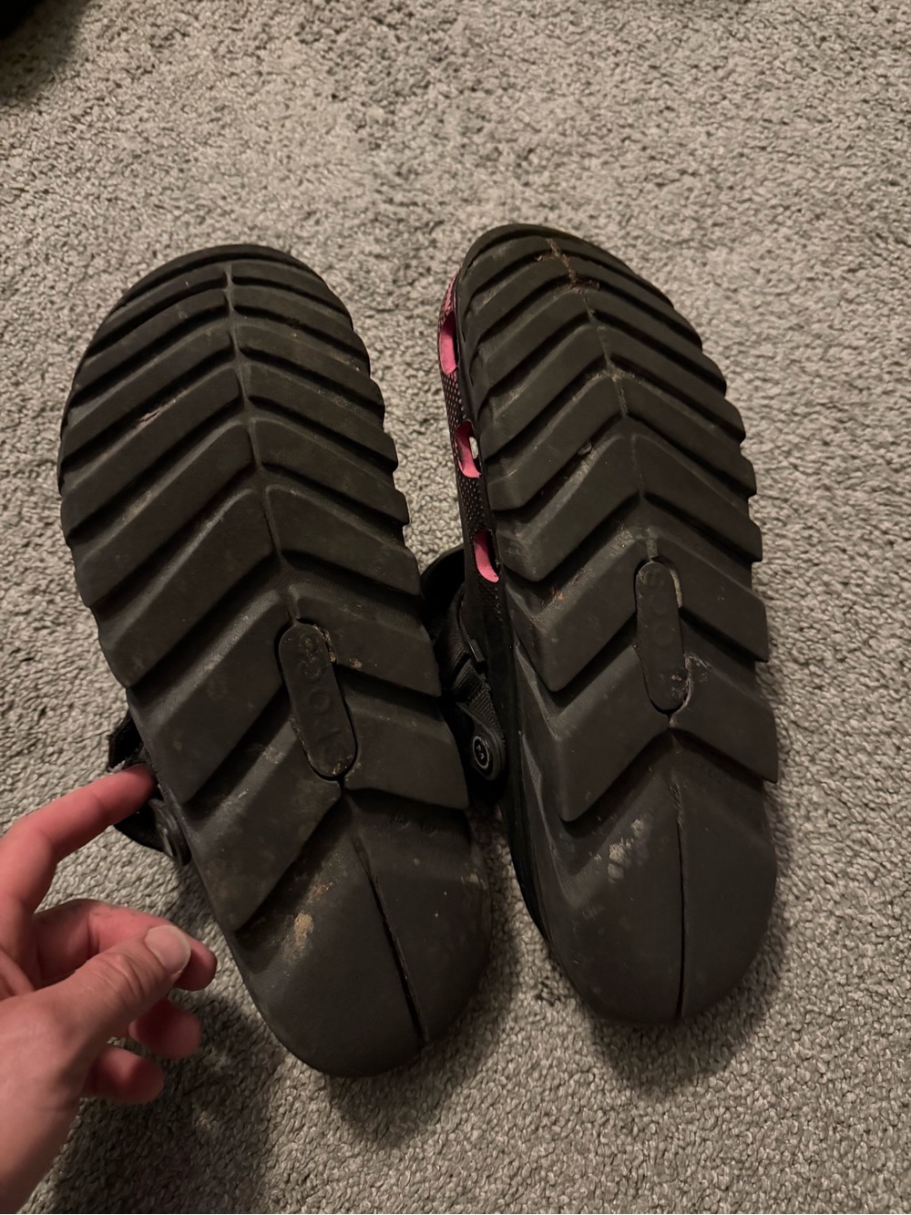 POST MALONE CROCS Black Clogs with Pink Interior size 13M - Picture 4 of 4